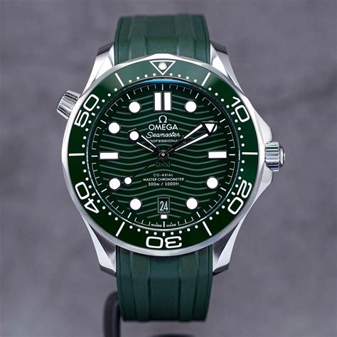 omega seamaster green rubber|omega seamaster diver strap.